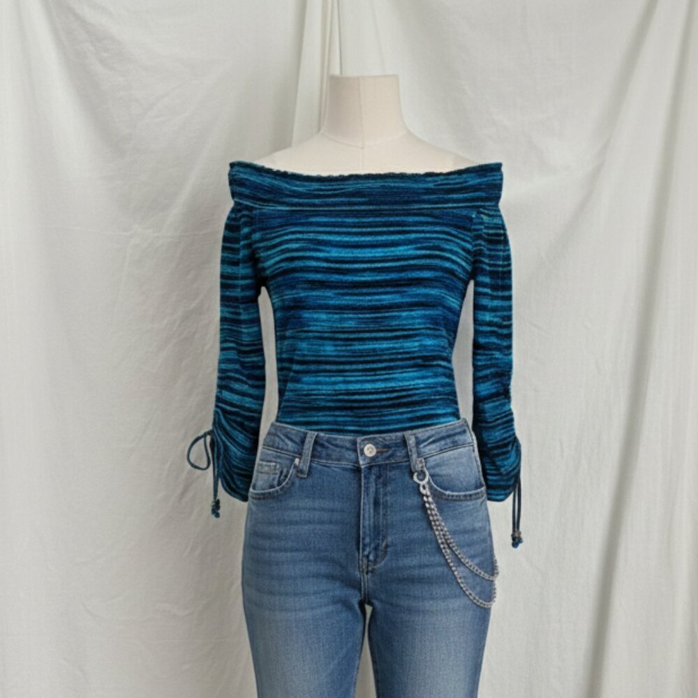 Michael Kors Aegean Blue Off The Shoulder Top M